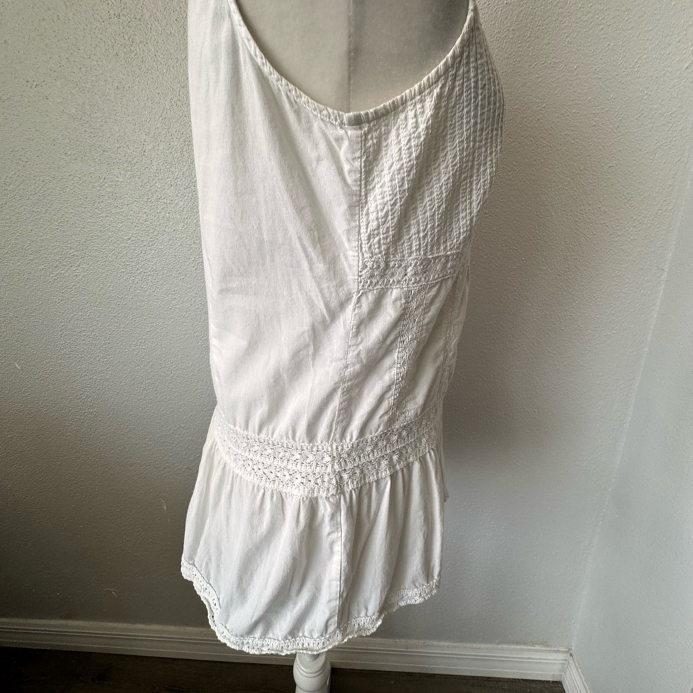 Faded Glory White Babydoll Top Cotton Lace Blouse Boho Sleeveless SZ M - Picture 11 of 13
